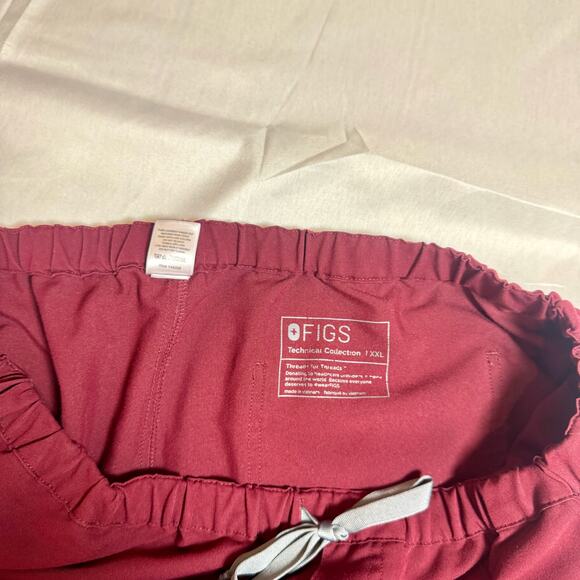 FIGS Pisco Basic Scrub Pants Burgundy Maroon Men’s XXL 2XL Elastic Drawstring - Picture 6 of 12